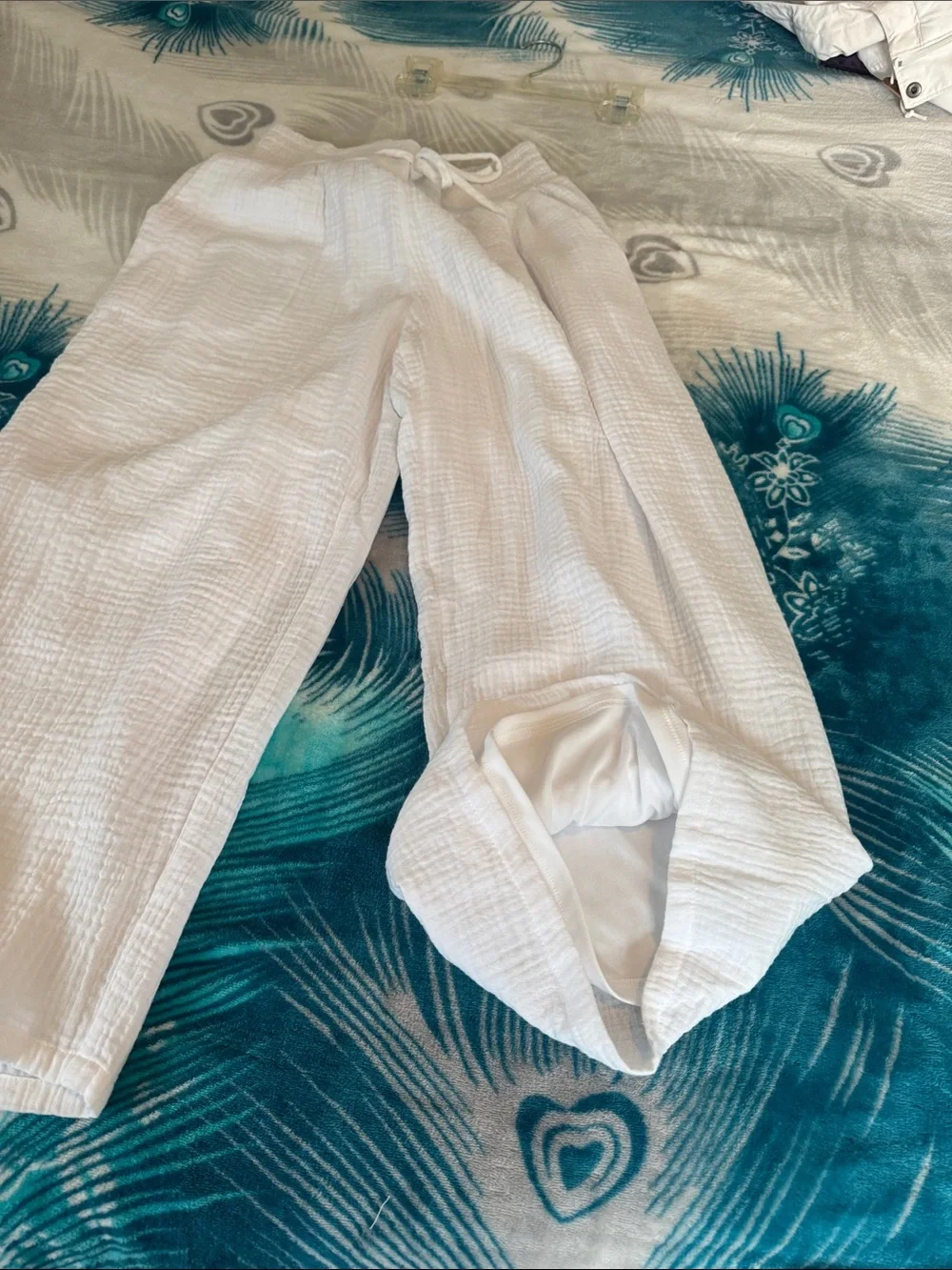 JM Collection White Gauze Drawstring Bermuda Shorts